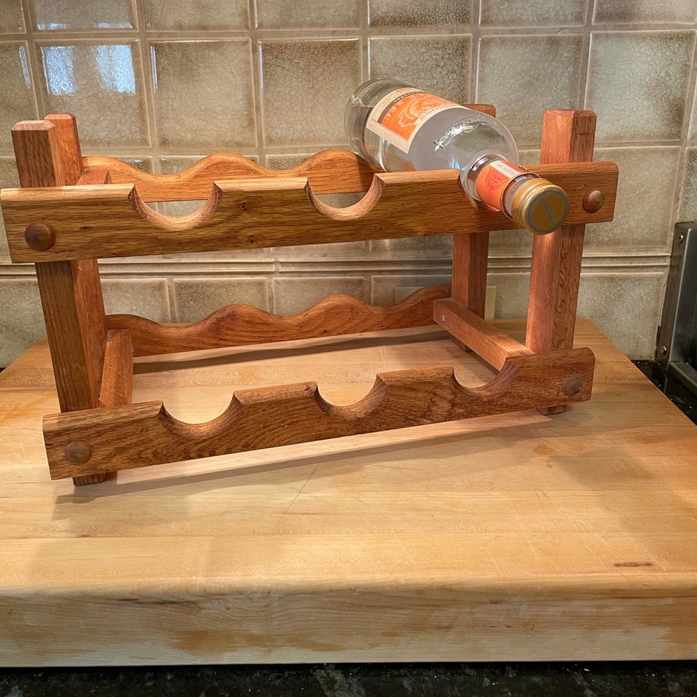 Vintage Oak 6 Bottle Wine Rack